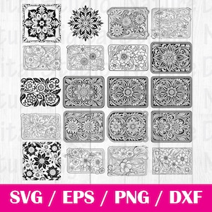 Tooled Leather Pattern Floral SVG Bundle, 20 svg files, svg files for cricut, svg cricut, Cut Files Cricut, Digital Download, PNG, EPS,