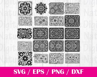 Tooled Leather Pattern Floral SVG Bundle, 20 svg files, svg files for cricut, svg cricut, Cut Files Cricut, Digital Download, PNG, EPS,