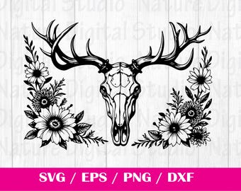 Tooled Leather Pattern Reindeer Longhorn Skull SVG, svg files , Carving and Tooling Pattern, Digital Download, Silhouette Svg, Reindeer5