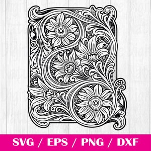 Tooled Leather Pattern Floral SVG, svg files, svg files for cricut, svg cricut, Cut Files Cricut, Digital Download, Silhouette Svg,Pattern78