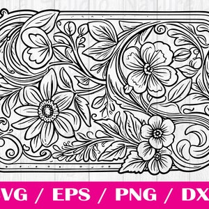 Tooled Leather Pattern Floral SVG, svg files, svg files for cricut, svg cricut, Cut Files Cricut, Digital Download, Silhouette Svg, Pattern4