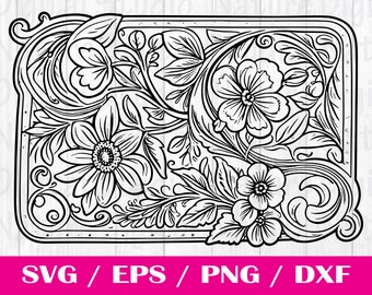 Tooled Leather Pattern Floral SVG, svg files, svg files for cricut, svg cricut, Cut Files Cricut, Digital Download, Silhouette Svg, Pattern4