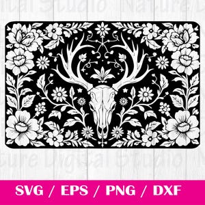 Tooled Leather Pattern Reindeer Longhorn Skull SVG, svg files , Carving and Tooling Pattern, Digital Download, Silhouette Svg, Reindeer3