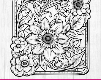 Tooled Leather Pattern Floral SVG, svg files, svg files for cricut,Cut Files Cricut, Digital Download, Silhouette Svg, Pattern118