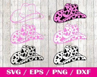 Cowboy Hat SVG, Cowgirl Hat Svg, Western Cow Svg, PNG, Eps, Dxf, Bachelorette SVG, Sublimation Design, Western Svg,