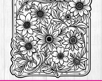 Tooled Leather Pattern Floral SVG, svg files, svg files for cricut,Cut Files Cricut, Digital Download, Silhouette Svg, Pattern128