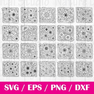 Tooled Leather Pattern Floral SVG Bundle, 20 svg files, svg files for cricut, svg cricut, Cut Files Cricut, Digital Download, PNG, EPS, #6