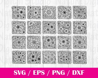 Tooled Leather Pattern Floral SVG Bundle, 20 svg files, svg files for cricut, svg cricut, Cut Files Cricut, Digital Download, PNG, EPS, #6