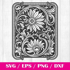 Tooled Leather Pattern Floral SVG, svg files, svg files for cricut, svg cricut, Cut Files Cricut, Digital Download, Silhouette Svg,Pattern66