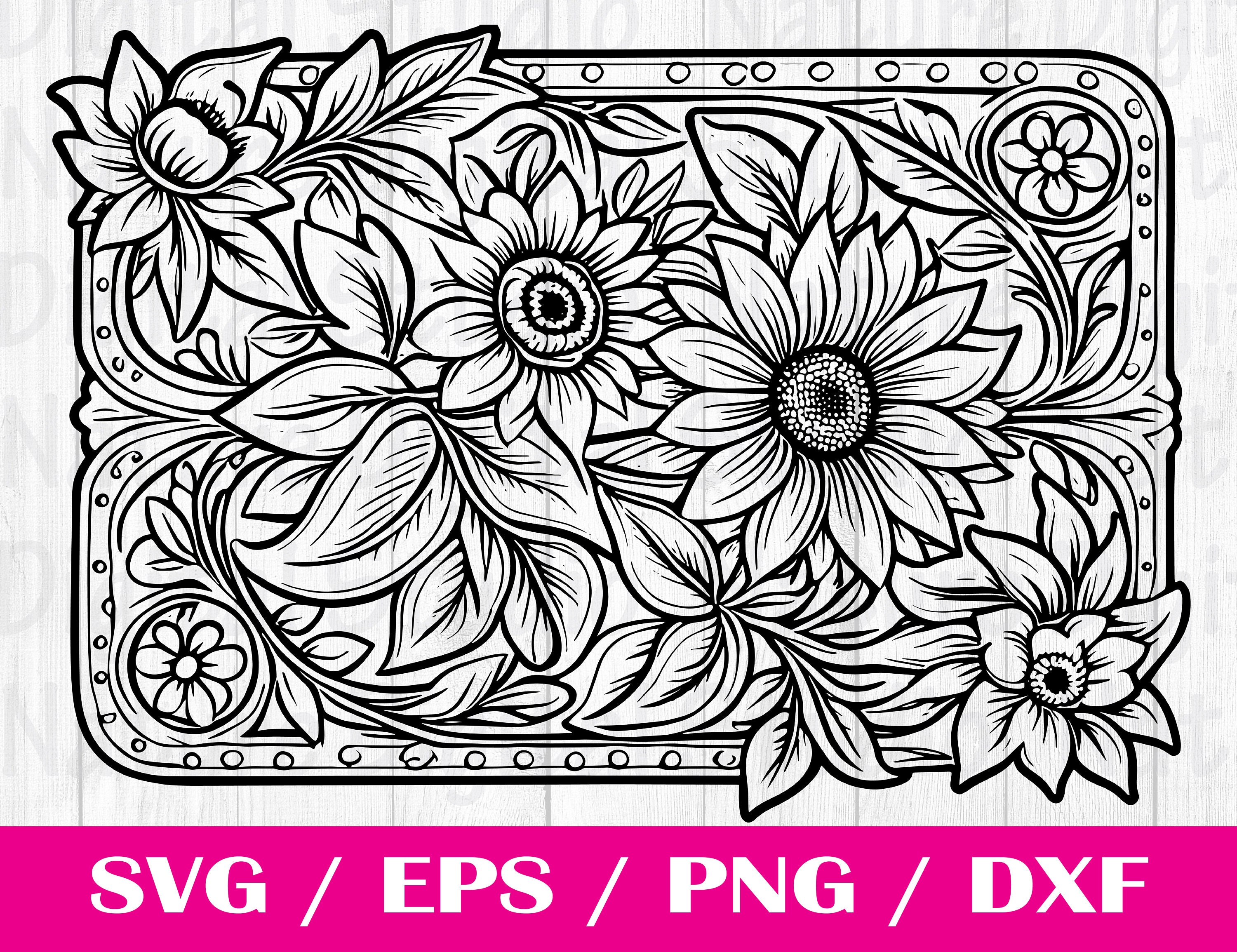 Tooled Leather Svg, Floral Pattern Svg, Western Floral