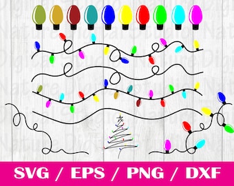 Christmas Lights SVG,String,Seamless,Party,Xmas,DXF,Cut File,Holiday,Clipart,Decor,PNG,Cut File,Cricut,Christmas String Cord Bulb Colors