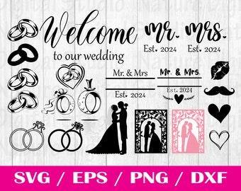 Wedding Bundle Svg, Welcome yo our Wedding, Bride And Groom Svg, Wedding Svg Files For Cricut, Bride Clipart, Wedding Clipart, Bride Svg,