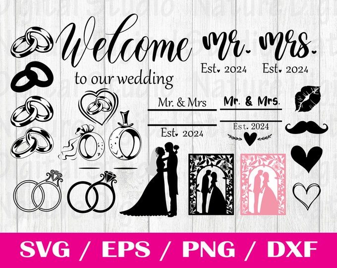 Wedding Bundle Svg, Welcome Yo Our Wedding, Bride and Groom Svg ...