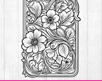 Tooled Leather Floral Pattern SVG, Cricut Cut File (Digital Download) Pattern23