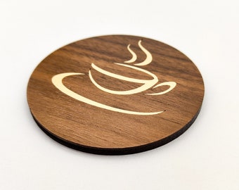 Coffee / Tea Coaster With Unique Wooden Inlay - Beverage Coasters For Home | Coffee shop | Office - Natural Veneer Inlay Design