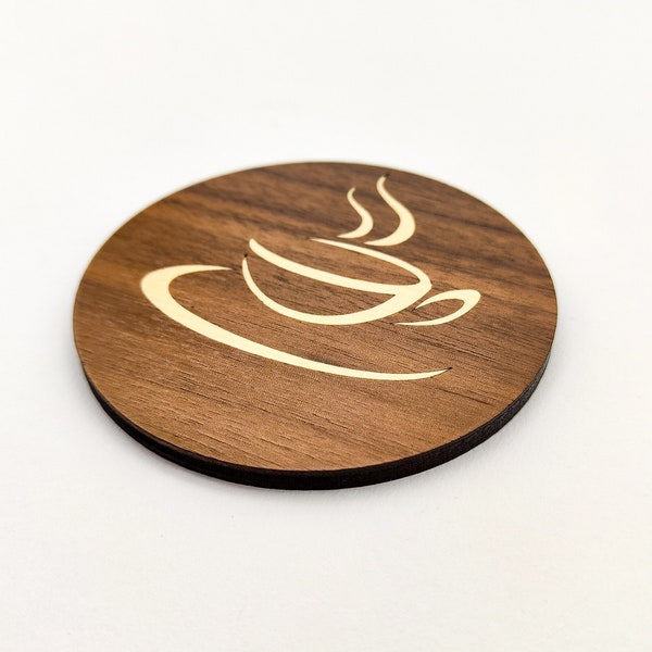 Coffee / Tea Coaster With Unique Wooden Inlay - Beverage Coasters For Home | Coffee shop | Office - Natural Veneer Inlay Design