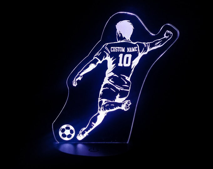 Custom Football / Soccer Player Night Light - 3D LED Lamp - Personalized Birthday Gift For Football Players / Coaches / Football Gift