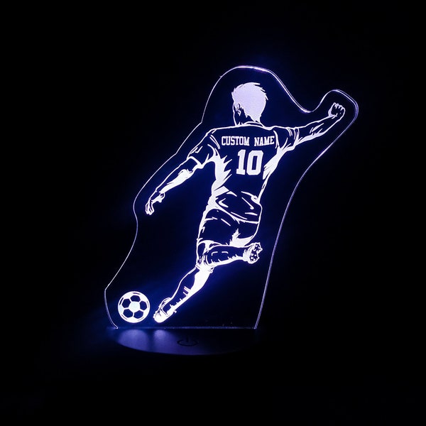 Personalisiertes Fußball / Fußballspieler Nachtlicht - 3D LED Lampe - Personalisiertes Geburtstagsgeschenk für Fußballspieler / Trainer / Fußball Geschenk