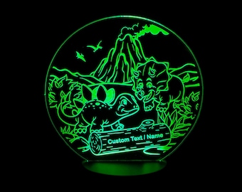 Personalisierte Dinosaurier Nachtleuchte - 3D LED Lampe für KINDER - Personalisiertes Geburtstagsgeschenk mit Namen - Nachtlampe für Kinder