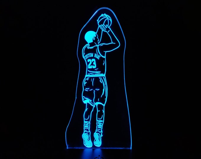 Custom Basketball Player Night Light - Lampe LED 3D - Cadeau d’anniversaire personnalisé pour les joueurs de basket-ball