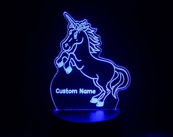 Personalized Unicorn Night Light - 3D LED Lamp - Custom Birthday Gift With Name- Unicorn Lamp For Kids