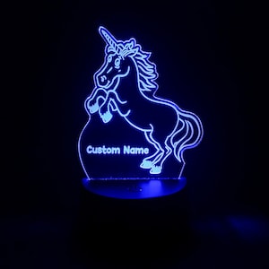Personalized Unicorn Night Light - 3D LED Lamp - Custom Birthday Gift With Name- Unicorn Lamp For Kids