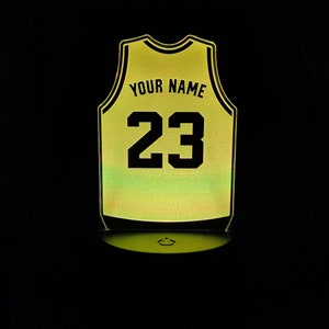 Custom Basketball Jersey / Shirt Night Light - 3D LED Lamp - Personalized Birthday Gift For Basketball Players