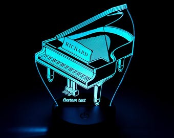 Custom Piano 3D LED Night Light - Personalized Grand Piano Lamp - Personalized Birthday Gift For Pianis