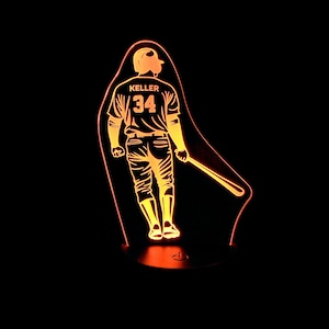 Nattlampa för basebollspelare - 3D LED-lampa - Personlig födelsedagspresent till basebollspelare