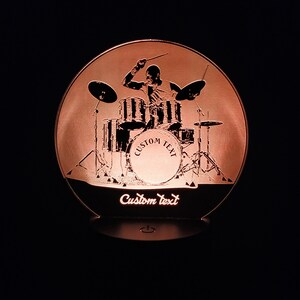Custom Drummer Night Light 3D LED Lamp Personalized Birthday Gift With Name Night Lamp For Drummers image 2
