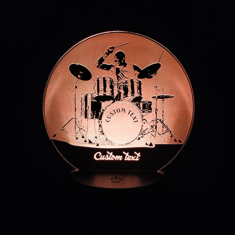 Custom Drummer Night Light 3D LED Lamp Personalized Birthday Gift With Name Night Lamp For Drummers image 2