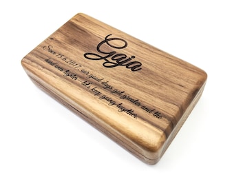 Personalized Walnut Jewelry Box – Custom Engraved Gift for Her, Velvet Interior, Magnetic Closure – Anniversary, Birthday, Wedding Keepsake