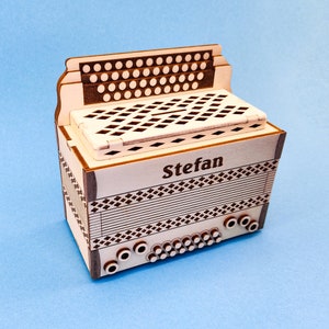 Caja de dinero de acordeón personalizada - Regalo de cumpleaños personalizado con texto - Caja de dinero / Spardose para jugadores de acordeón / Ziehharmonika