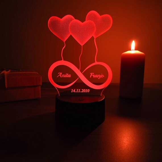 Candelabro A Cuore Per Anniversario - Regalo Coppia, Legno Naturale, Decorazione Romantica