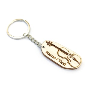 Personalized Violin Wooden Keyring / Keychain With Custom Name Engraving - Gift for Violin Player / Musician