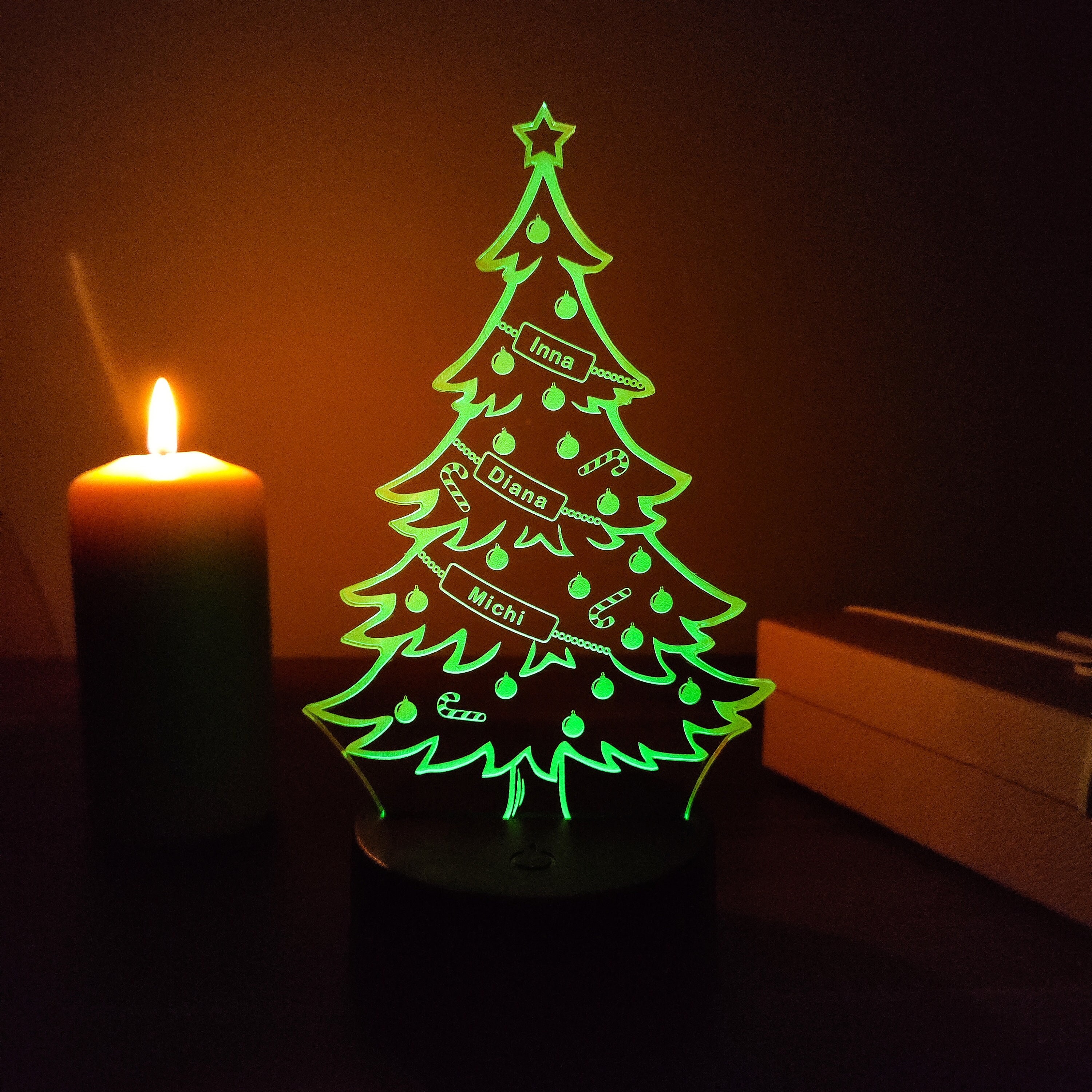 Personalized Christmas Tree Night Light 3D LED Lamp for Christmas