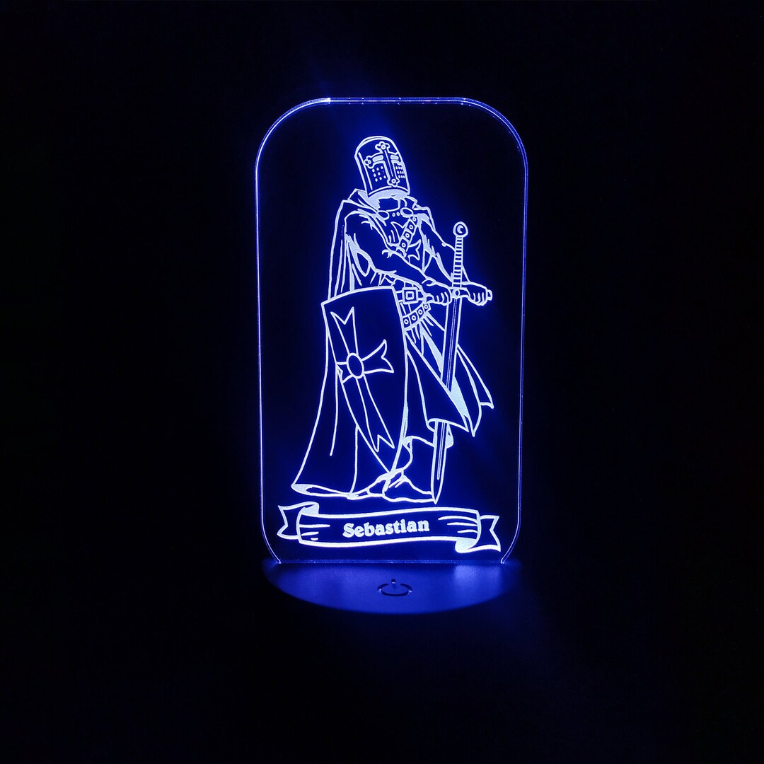 Custom 3D LED Knight Night Light - Personalized Knight Warrior Lamp ...