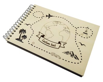 Personalisiertes Fotoalbum für Reisende - Personalisiertes Geburtstagsgeschenk mit Text - Album mit kundenspezifischen hölzernen Abdeckungen - Traveling Photo Journal