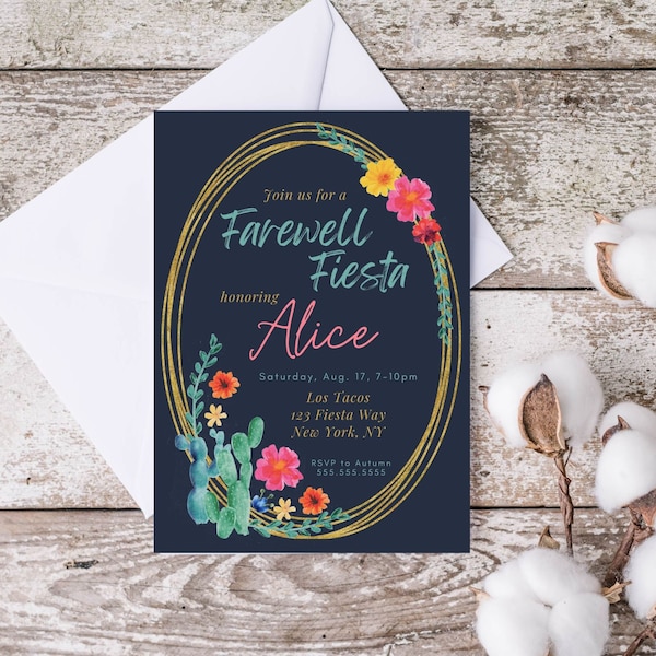 Editable Farewell Fiesta Invitation, Going Away Party, Fiesta, Moving Party, Invite, Template, Canva, INSTANT DOWNLOAD