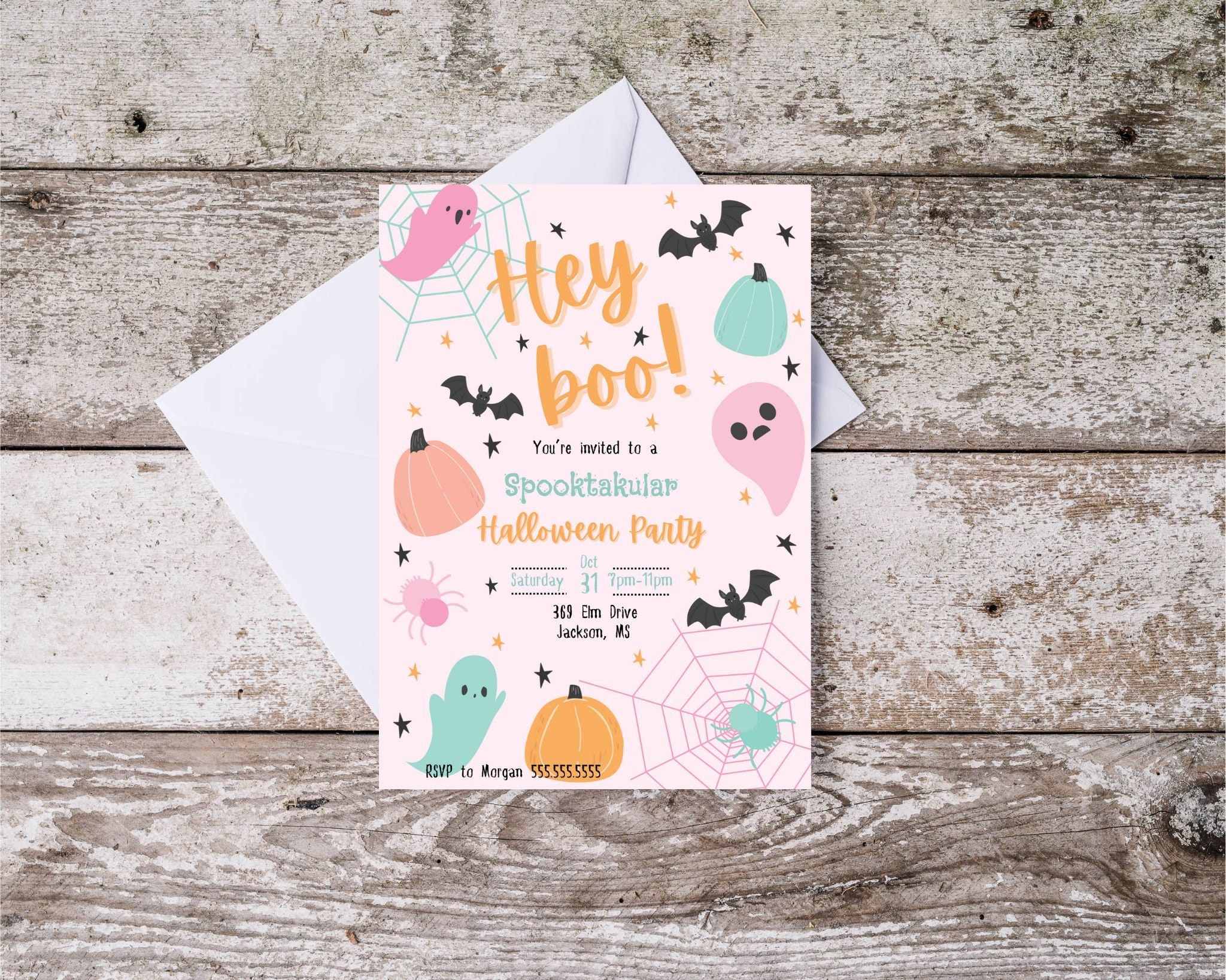 Editable Pink Halloween Party Invitation, Girls Night, Halloween ...