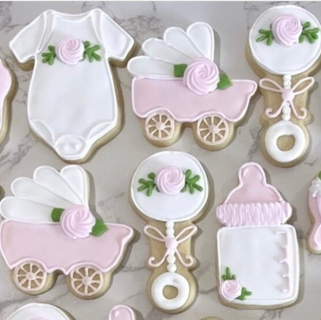 12 Flower Baby Shower Sugar Cookies Sugar Cookies Baby Shower Cookies