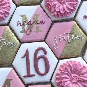 12 Sweet Sixteen Cookie | Quinseañera Cookies| Birthday Favor| Sugar Cookies |