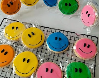 12 Smiley Face sugar cookie | Birthday Party Favor