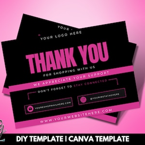 modelo de cartão de agradecimento | Faça você mesmo para pequenas empresas | Boutique de Cabelo | Cílios Unhas Beleza Perucas Maquiagem | Mídias Sociais | Modelo Editável do Canva
