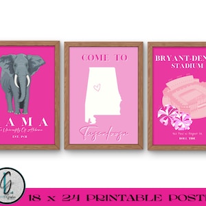 UA poster | 18x24 poster | Digital poster | University of Alabama poster | Tuscaloosa poster | Dorm room poster | Tuscaloosa room decor