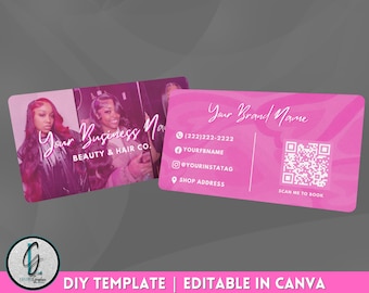 Pink Collage Business Card Template | Editable in Canva (PDF)