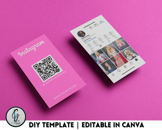 Pink Instagram Business Card Template | Editable Canva Design