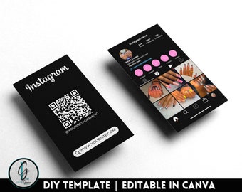 Plantilla de tarjeta de presentación de Instagram negra / Diseño editable en Canva