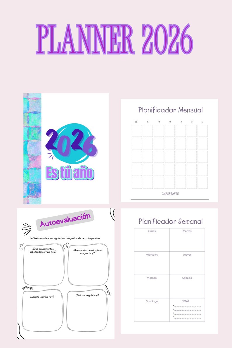 Planner 2026 Digital | Agenda Printable Para Organizar Tu Año Y Cumplir