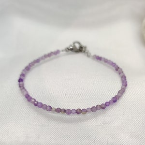 Clear amethyst bracelet faceted birthstone lithotherapy linked chakra 7 ideal Valentine's Day gift